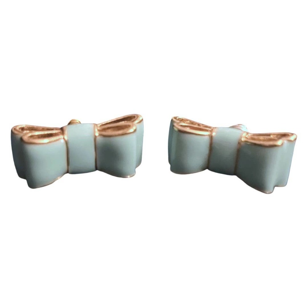VINTAGE Enamel “Tiffany-Blue” Bow Earrings